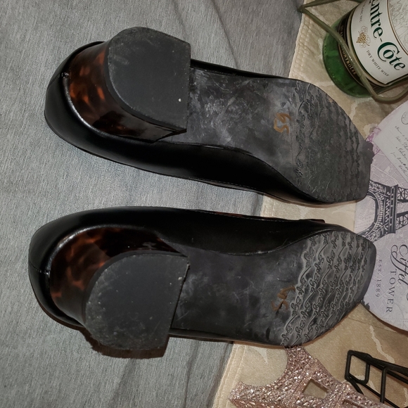 516-Hush Puppies Soft Style 1.5" heel patent animal print heel/trim/bow Sz 7.5w - Picture 8 of 11